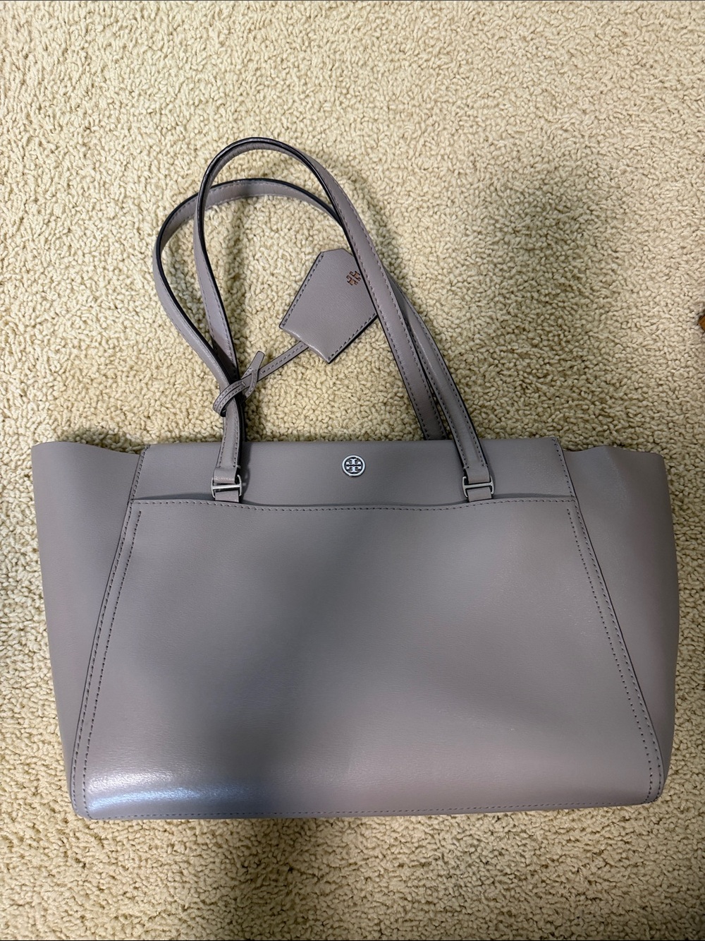 Tory Burch Taupe Leather Shoulder Tote